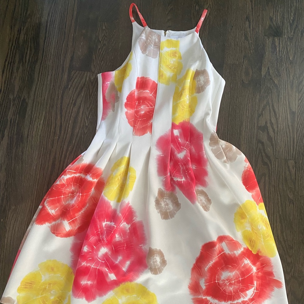 Calvin Klein Sleeveless Floral Print Fit & Flare Dress